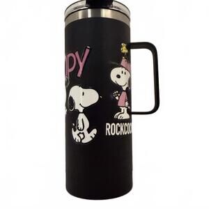 Snoopy Themed Black Travel Thermos with Handle20 oz